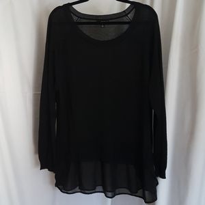 Black Blouse with Sheer Bottom